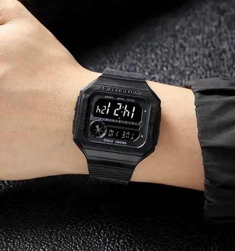 Часы мужские спортивные наручные Skmei 2022 (Черный с черным циферблатом) - фото 6