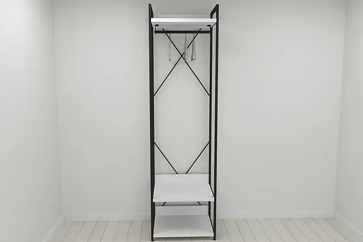 Шафа Гардероб Уні секція 1 серії Конект Ferrum-decor 220x60x50см Чорний метал ДСП Білий 32 мм (FRD-104499) - фото 7