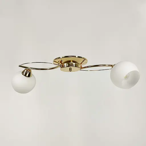 Золота люстра на 2 білих плафони | Арт. 91061/2 GD | Line F - фото 1