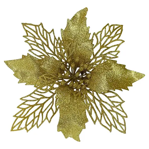 Ялинкова іграшка MIS LT Квітка Різдвяник 17х17х4 см золотий - фото 1