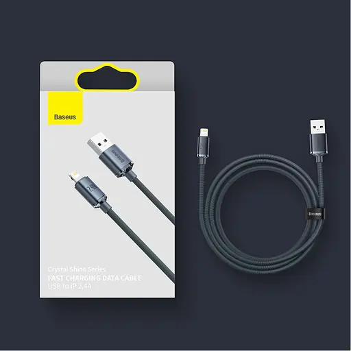 Кабель Baseus Crystal Shine Series Fast Charging Data Cable USB to iP 2.4A 1.2 м Чорний - фото 2
