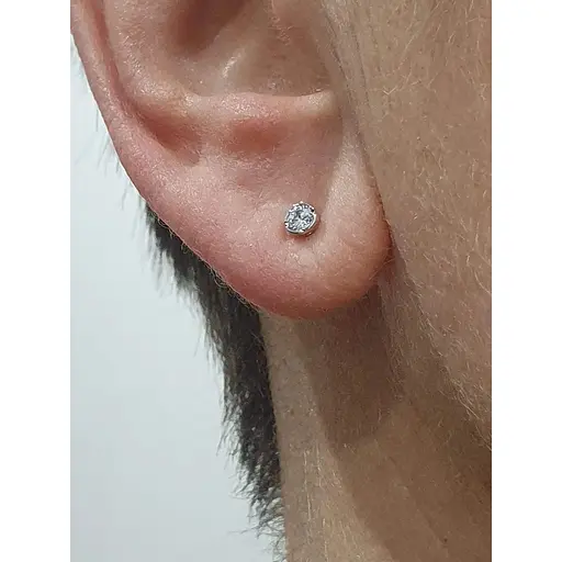 Золота моносережка-пуссета Гаразд з фіанітом. 3531639/1Б - фото 2