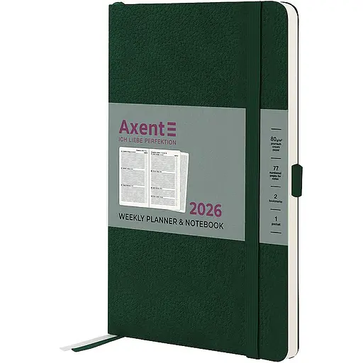 Щотижневик Axent 2026 Partner Soft Skin 125 x 195 мм темно-зелений (8509-26-23-A)