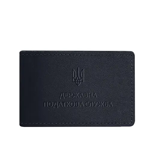 Кожаная обложка на удостоверение Государственной налоговой службы темно-синяя - фото 6