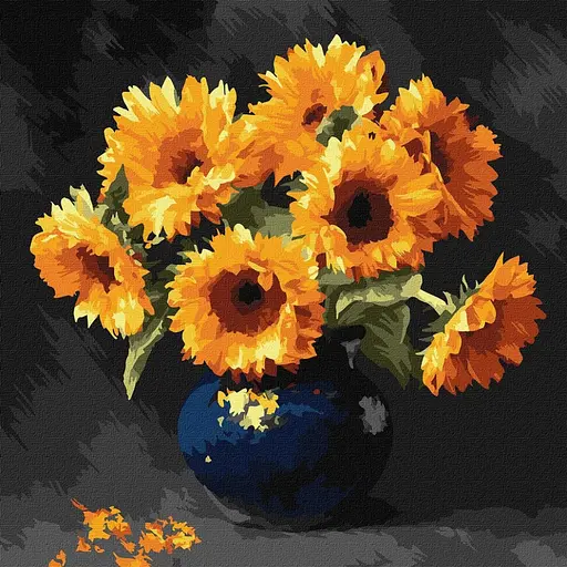 Картина за номерами "Соняшник в темряві" ©art_selena_ua Ідейка KHO3330, 40x40 см - фото 1