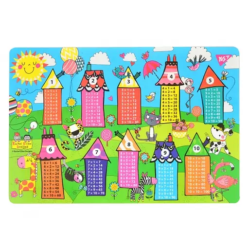 Підкладка для столу 1 Вересня Houses, таблиця множення, 2 шт. в упаковці