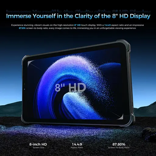 Планшет Oukitel RT3plus 8” HD / 4GB/128GB / G81 / 11000mAh / 16+8Мп / IP69K / LTE Blue - фото 4