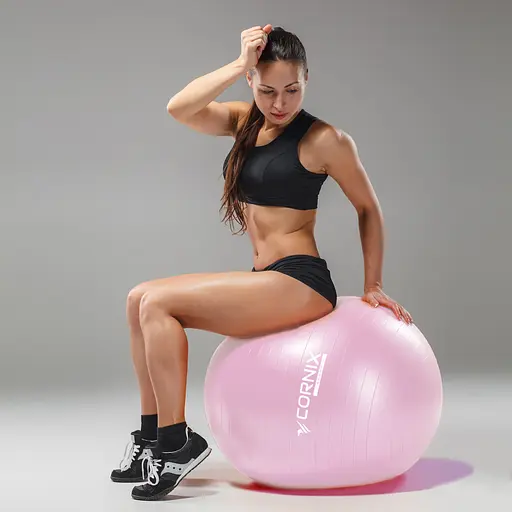 Мяч для фитнеса (фитбол) Cornix 75 см Anti-Burst Light Pink XR-0367 - фото 7