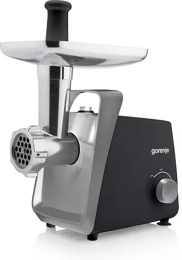 Gorenje М'ясорубка, 1600Вт, 2,2кг/хв, 2 решітки, пластик+метал, чорний - фото 1
