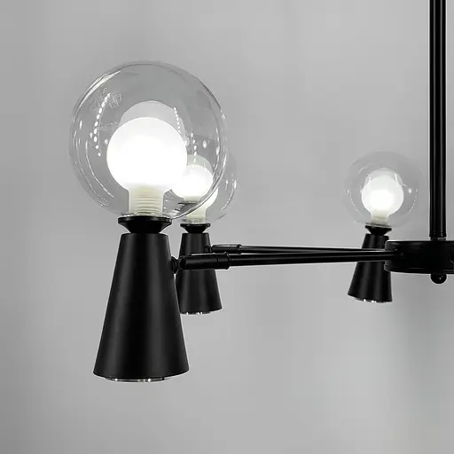 Чорна люстра ABELINA з 6-ма подвійними плафонами на 2 джерела світла Line.F YG 8006/6+6 BK - фото 6