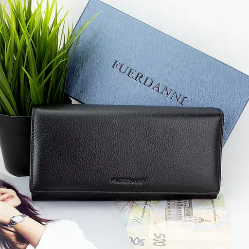 Гаманець жіночий шкіряний Fuerdanni 1180 чорний на магнітах - фото 1