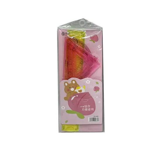 Набір лінійок Flex, Ведмедик, ZH-665, 20 см, 2 трикутники, транспортир (В асортименті)