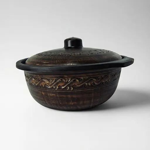 Котел из красной глины 3л Декор и ручками молоченная керамика Украинская глиняная посуда  - фото 7