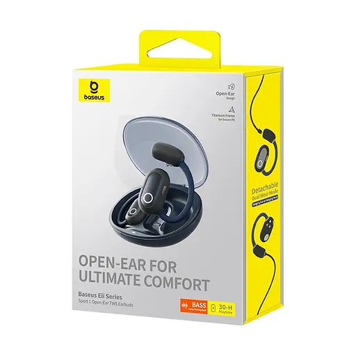 Навушники бездротові Baseus Earbuds Eli Sport 1 Open-Ear TWS Earbuds (A00064400121-00) чорні - фото 3