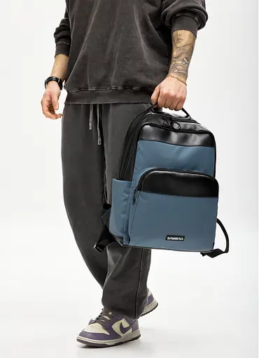 Чоловічий рюкзак Sambag Zard MOD чорно-синій 40 х 28 х 14 см (25438115m) - фото 3