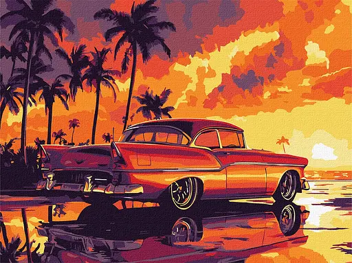 Набор для росписи по номерам Ретро закат, Ideyka, 30x40 см, КНО6389