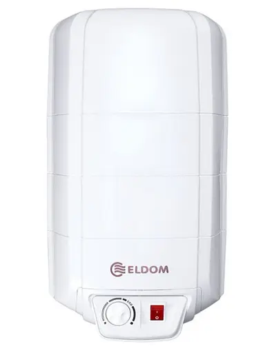 Водонагреватель Eldom EXTRA LIFE 15 л, над мойкой 2 кВт, мокрый ТЭН, вертикальный, прямоугольный, белый (72326NMP) - фото 1