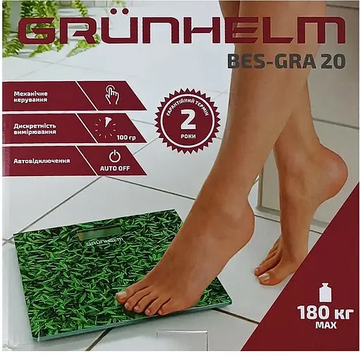 Напольные электронные весы бытовые Grunhelm BES-GRA20 стеклянные весы Весенняя зелень 180 кг - фото 8