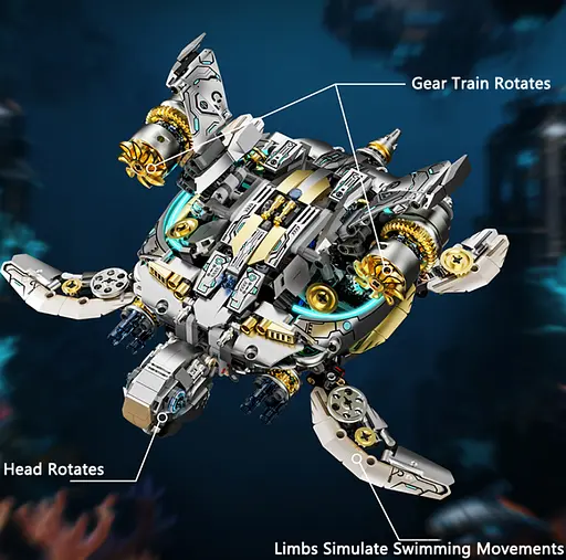 Конструктор черепаха MJI механічний двосторонній для дітей та дорослих 1277 деталей - фото 6