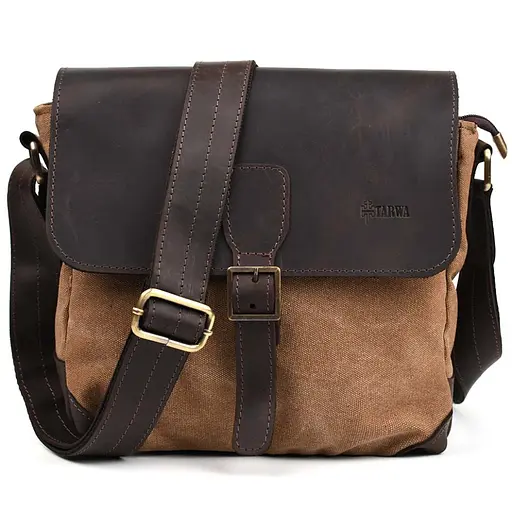 Кожаная мужская сумка через плечо TARWA 25х26х8.5 см sum0025726 - фото 5