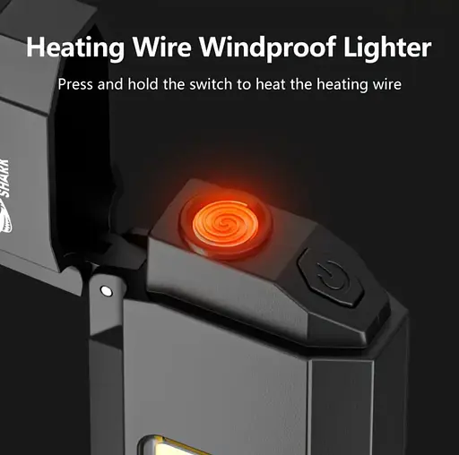 Перезаряджуваний ліхтарик-запальничка SMILING SHARK TIP-137 COB, надяскравий, з зарядкою Type-C, кишеньковий - фото 3