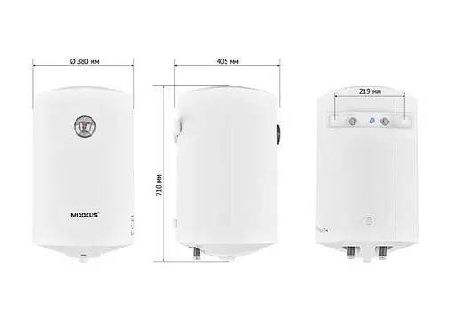 Водонагреватель Mixxus EWH-07050 ROUND WET 50 л, 1.5 кВт, мокрый ТЭН, вертикальный, цилиндрический, белый (WH0601) - фото 5