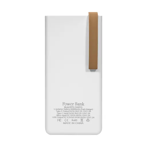 Повербанк 40000mAh Power Bank Kraft KPB-2340FCL White 22.5W QC3.0 LED-ліхтар (43-00061) - фото 3