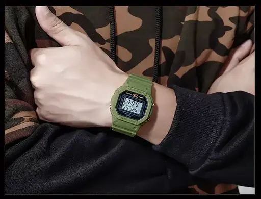 Мужские наручные электронные часы Skmei 1628 Зеленый с белым - фото 5