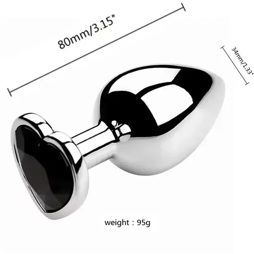 Анальна пробка серце, металева пробка з каменем, плаг, втулка, інтимні іграшки. Розмір S - фото 2