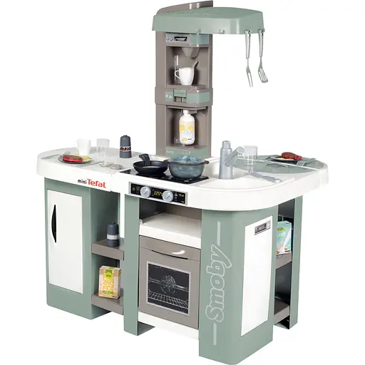Игровой набор Smoby Большая интерактивная кухня Тефаль Студио с эффектом кипения 34 аксессуара Мятно-серая с белым (311053)