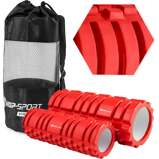Роллер массажер Hop-Sport (валик, ролик) для кроссфита и йоги HS-001YG красный - фото 6