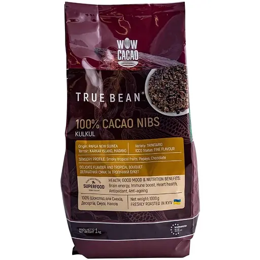 Нибсы Wow Cacao New Guinea Kulkul дробленые какао-бобы 1 кг