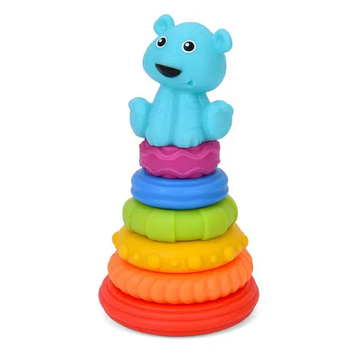 Детская игрушка "Пирамидка Тигренок" Bambi 638-112(Turquoise) 18,5 см, 6 колец - фото 1