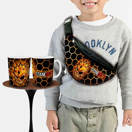 Набір: дитяча сумка-бананка+кружка Стендофф2 "Standoff 2" 32х15см, бананка для хлопчика через плече на подарунок (00970)