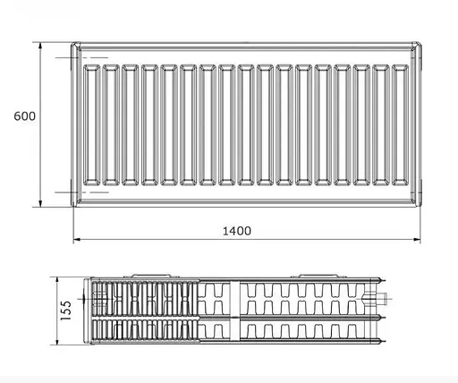 Радиатор стальной Korado 33K 600x1400 мм боковое подключение Белый 30412 - фото 2