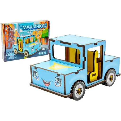 Детский деревянный 3D конструктор Машинка PuzzleOk Puz-00930 43 детали - фото 1