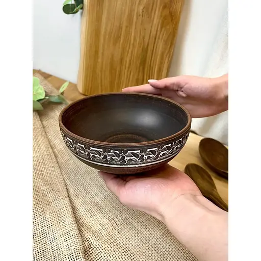 Миска керамическая (глиняная) резная Ангоб 700 мл