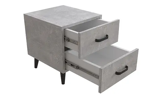 Тумба Віва 2 на конусних ніжках Ferrum-decor 41x35x40 Чорний метал ДСП Бетон 16 мм (FRD-106809)