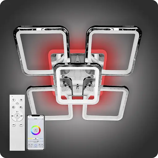 Люстра світлодіодна 517 Light 3color з пультом 180Вт Хром (01761) - фото 1