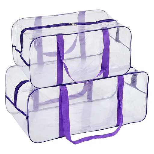 Набор прозрачных сумок в роддом: размер L 50х25х30 см + размер XL 60х25х30 см (розовые) - фото 1