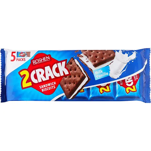 Печенье-сэндвич Roshen 2 Crack с начинкой молоко-ваниль 190 г