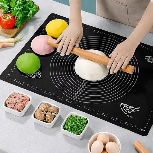 Силиконовый кондитерский коврик для раскатки теста 45х64 см Черный 88292 - фото 4