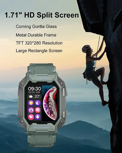 Розумні смарт-години в протиударному тактичному корпусі Lige C20 з двома ремінцями Camouflage Green, BW1821E (17792) - фото 4