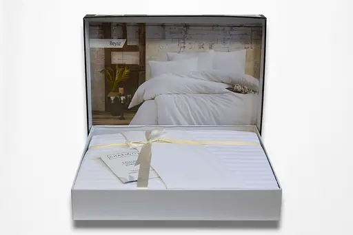 Постільна білизна Charlotte Beyaz Сатин-Stripe / простирадло на резинці 180x200см Cotton Shine pbe0052118 - фото 2