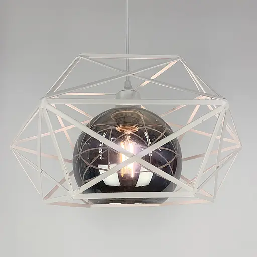 Люстра в білому корпусі з плафоном янтар або графіт Line.F Колір плафона Янтарний - фото 2