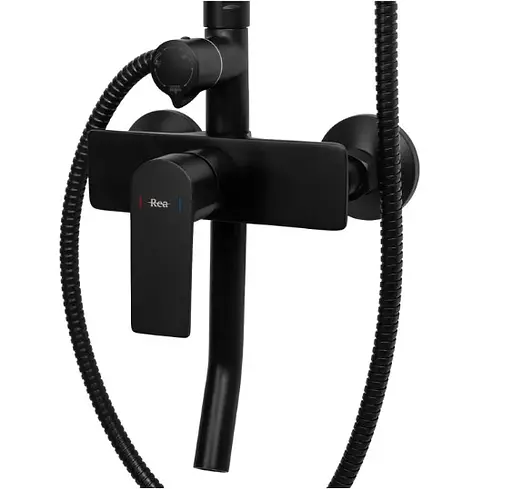 Душова система Rea Maximus black з виливом REA-P2412, Чорний матовий - фото 4