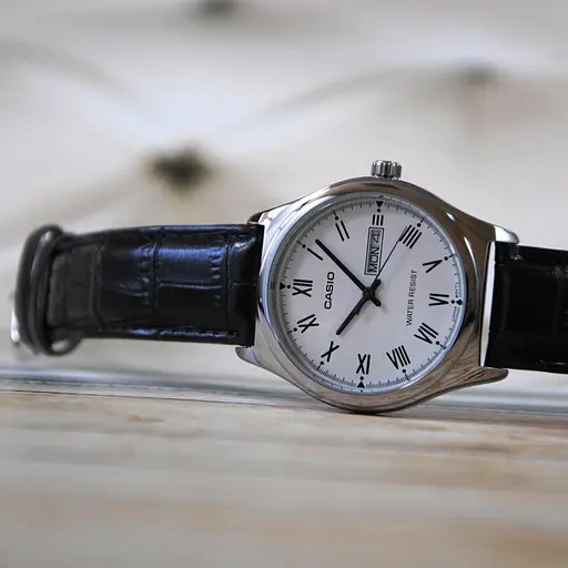 Чоловічі кварцові годинники наручні з шкіряним ремінцем оригінал Casio MTP-V006L-7BUDF (модуль №1333) - фото 5