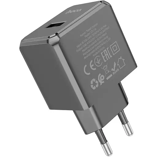 Сетевое зарядное устройство Hoco CS11A 1USB 10.5W 5V/2.1A Black - фото 4