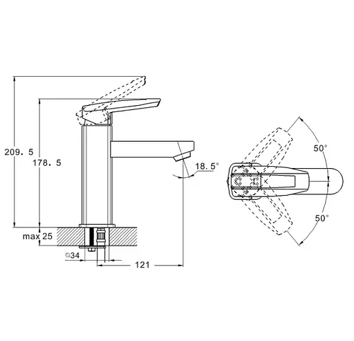 Смеситель для умывальника Wezer NOF1 Хром - фото 2