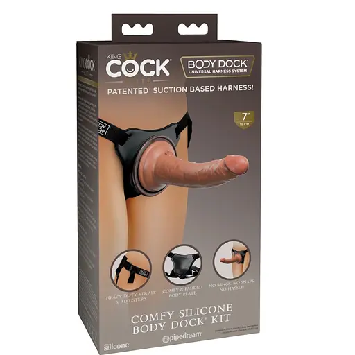 Страпон King Cock Elite Comfy Silicone Body Dock Kit 21 см коричневый